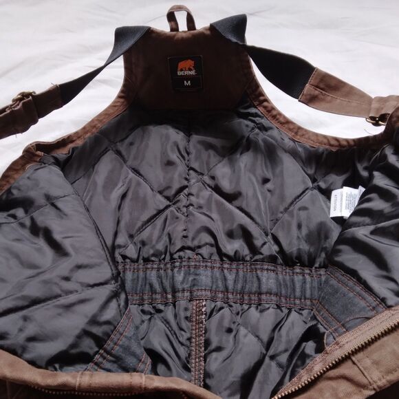 Berne Insulated Canvas Bibs Overalls Youth Medium 10-12 Brown Adjustable BB21BB - Picture 8 of 13